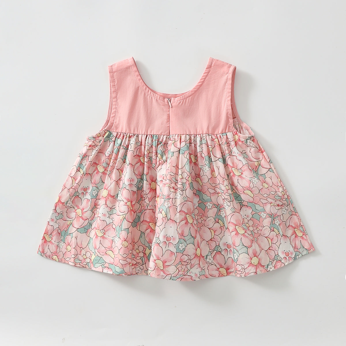 Girls Pink Rabbit Floral Vest Blouse