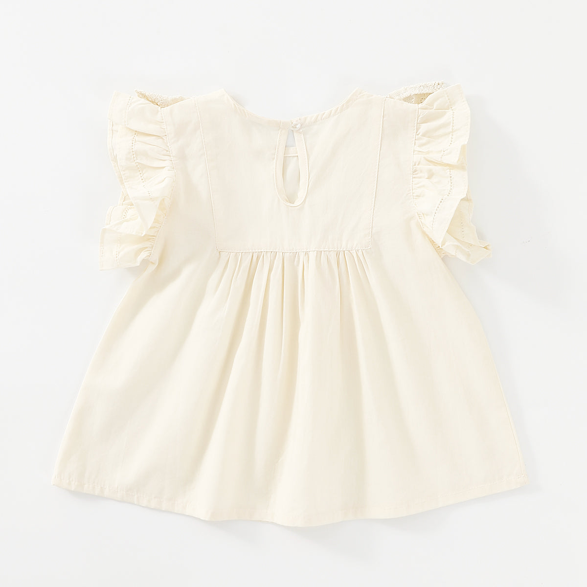 بلوزة دانتيل حلوة بأكمام قصيرة بلون سادة