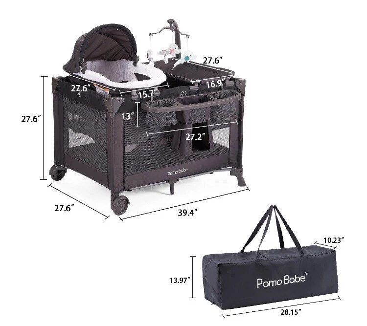 4-in-1 Portable Baby Playard with Bassinet, Changing Table & Travel Crib | Pack and Play