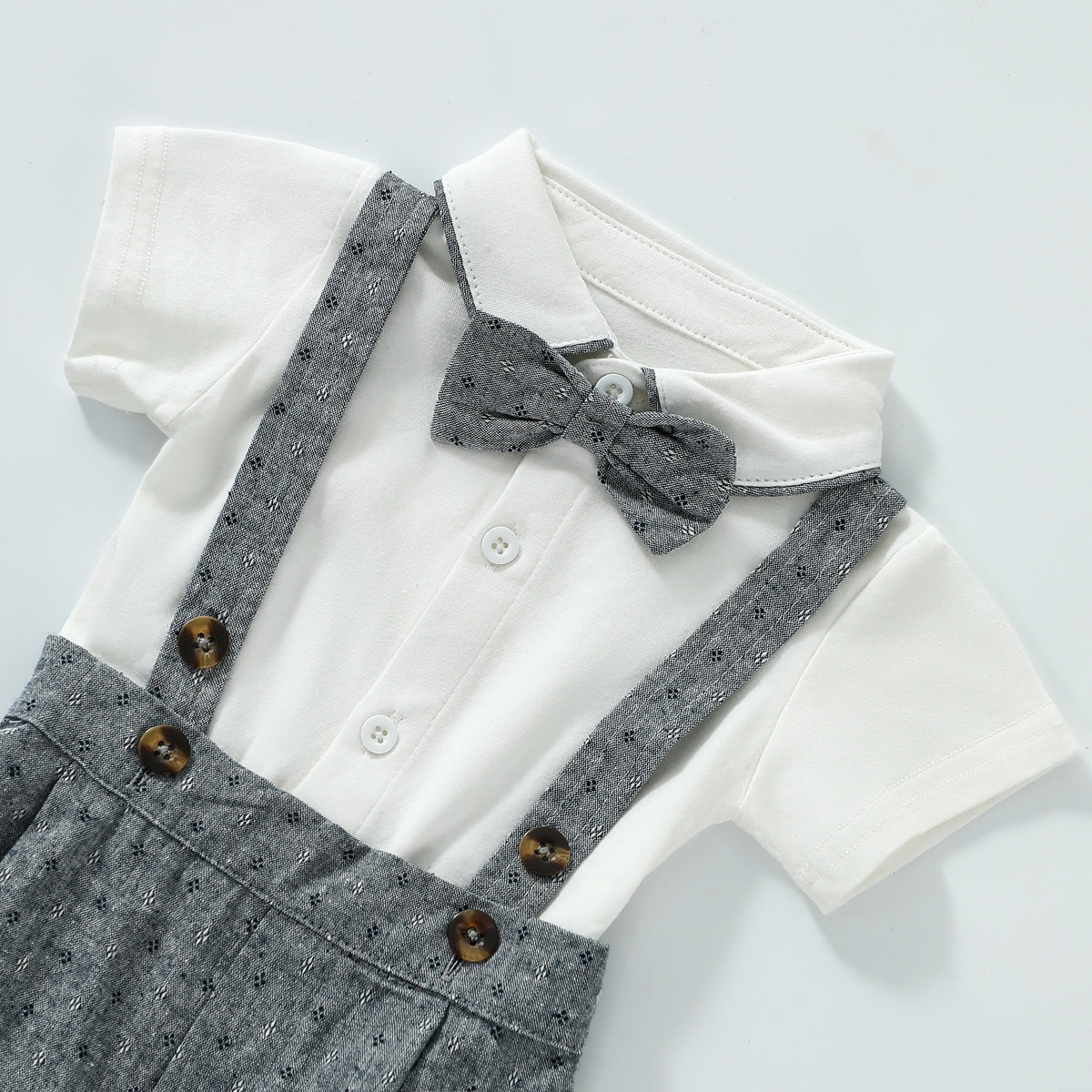 Summer short-sleeved cotton two-piece suit for baby boys