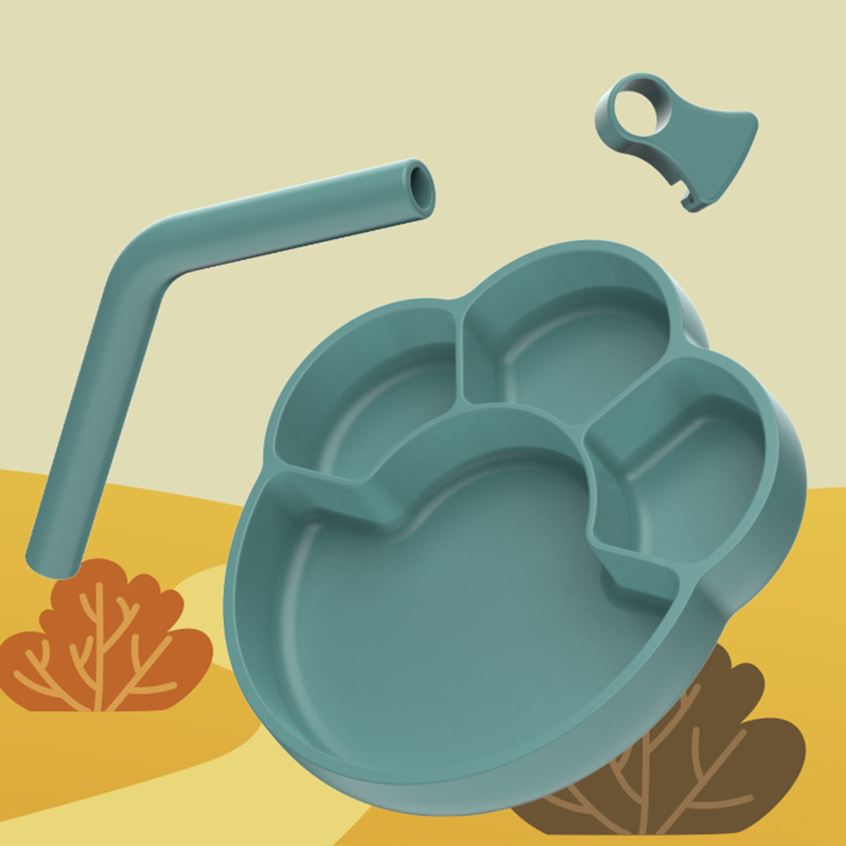 Silicone Plate with Straw