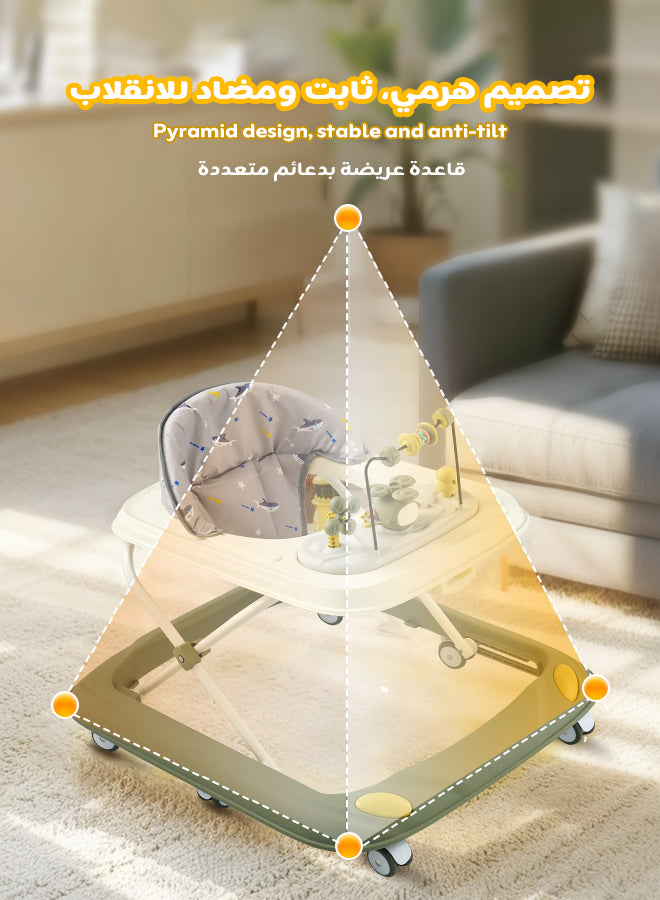 Sit-to-Stand Foldable Baby Walker with Activity Play Tray
