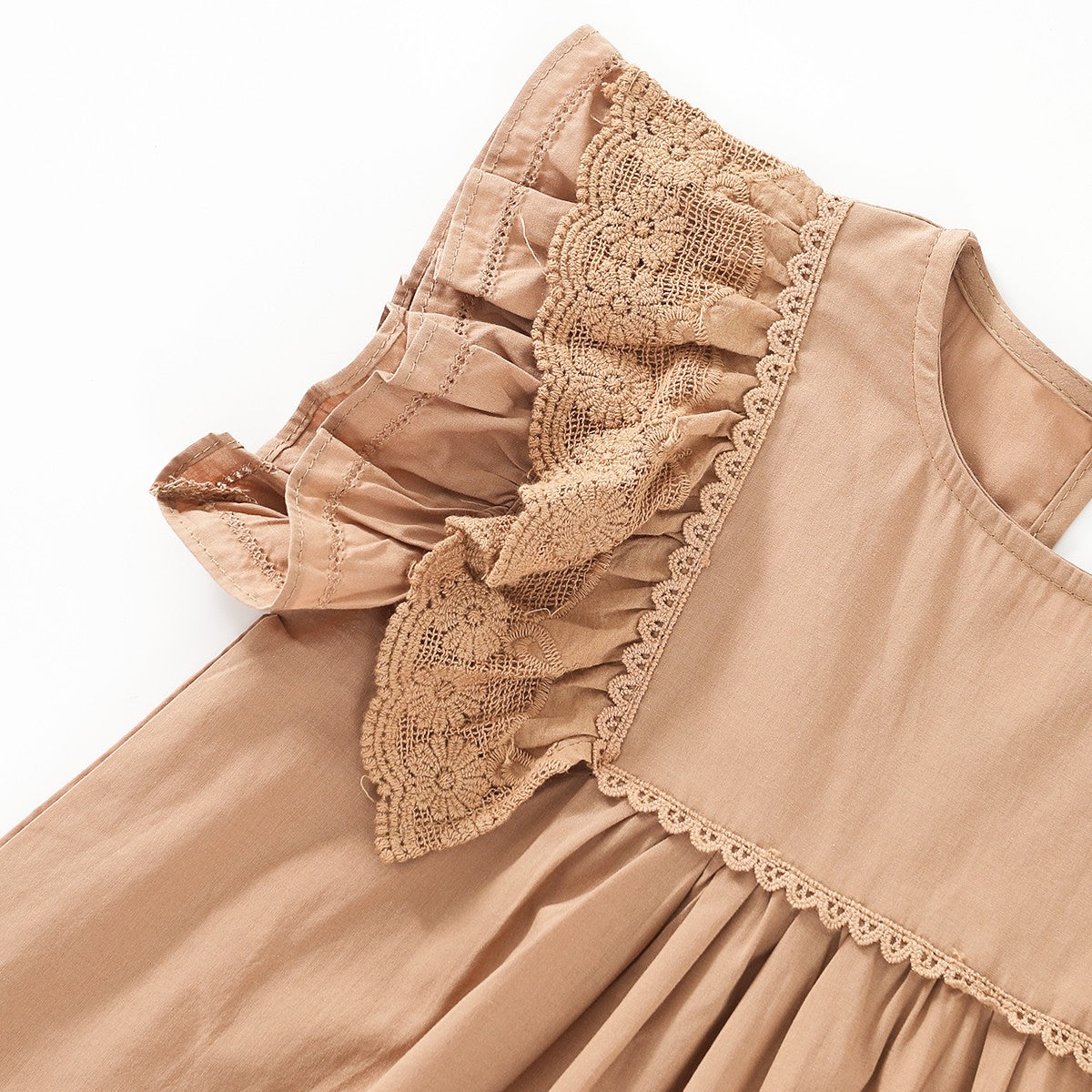 بلوزة دانتيل حلوة بأكمام قصيرة بلون سادة