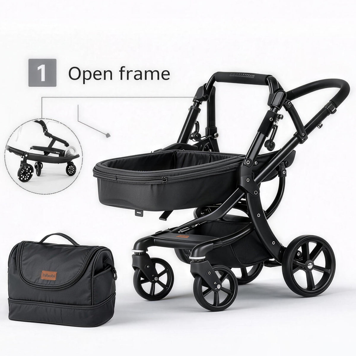 High-View Foldable Baby Stroller | Luxury Baby Pram & Bassinet System |Spine Protection |Two-way