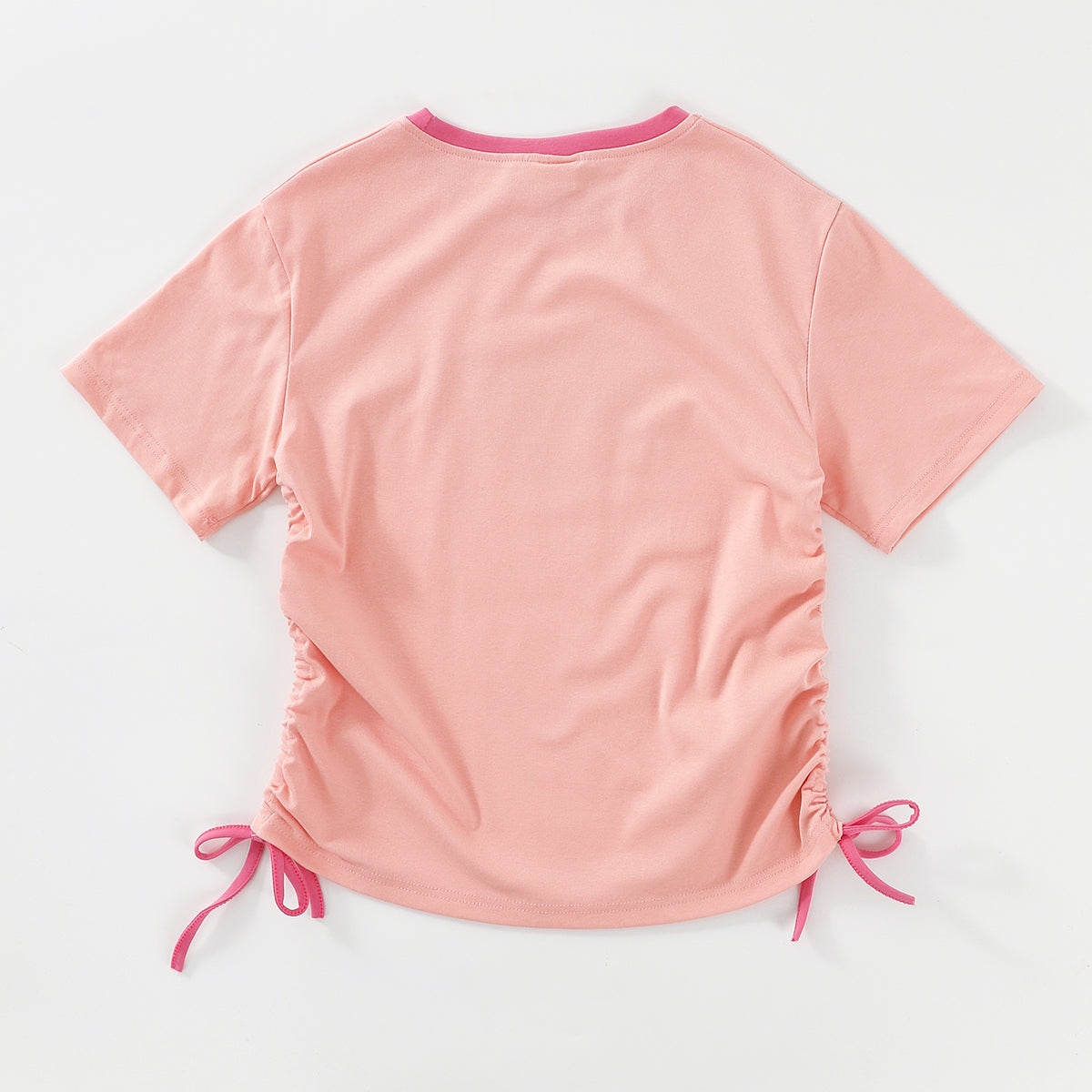 Sweet Style Letter Print Ruched Short Sleeve T-Shirt