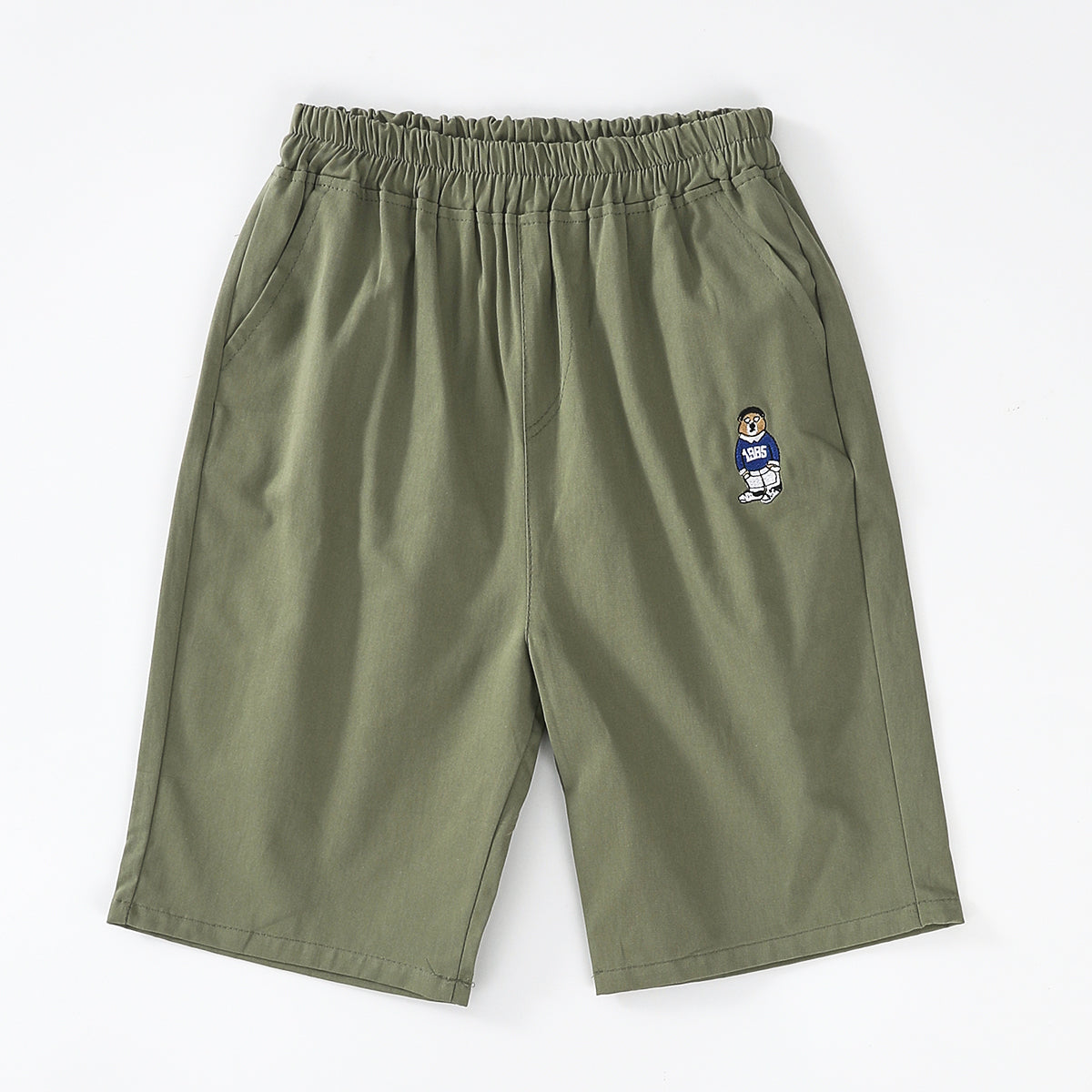 Bear Embroidery Woven Shorts