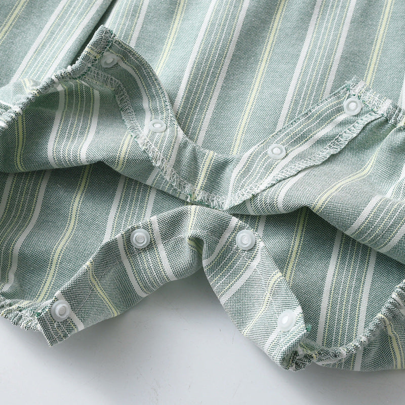 Striped short-sleeved romper