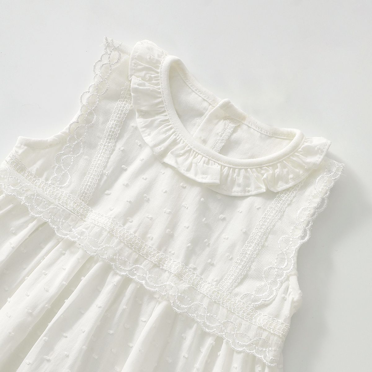 Round neck lace vest dress