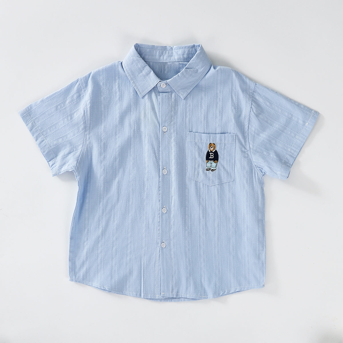 Bear Embroidery Short Sleeve Shirt