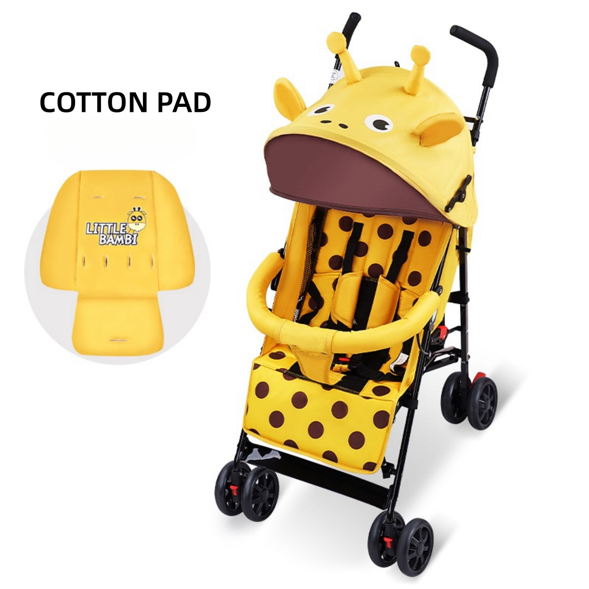 Lightweight foldable baby stroller sit and lie position simple design with shock absorption