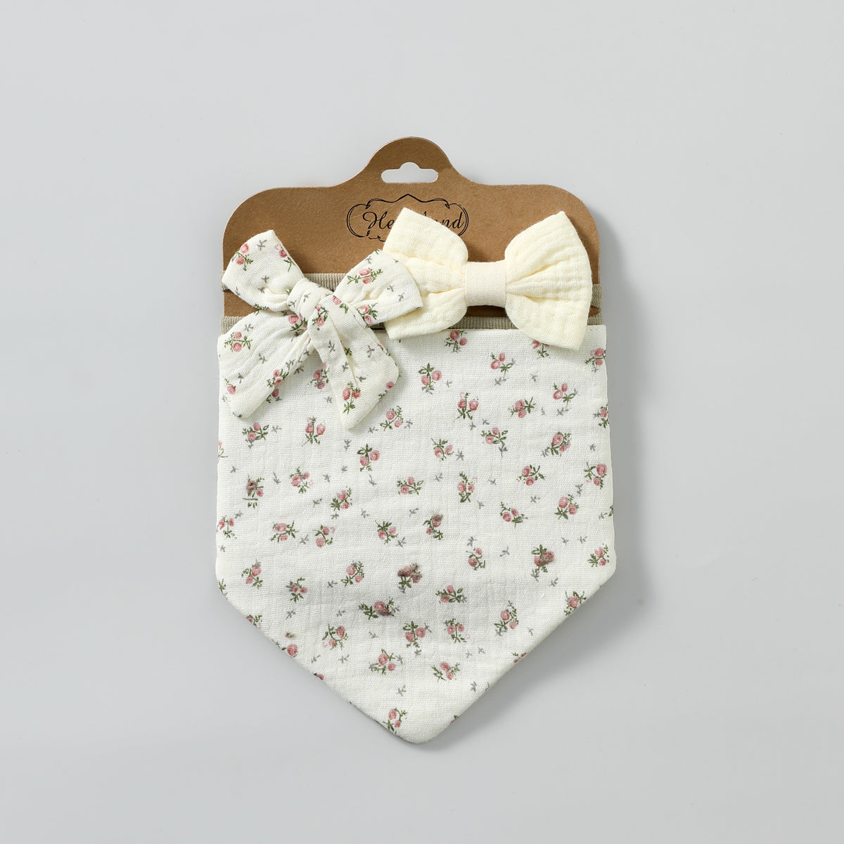 Linen Cotton Baby Bib & Headband Set