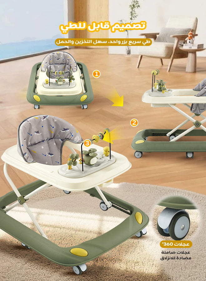 Sit-to-Stand Foldable Baby Walker with Activity Play Tray