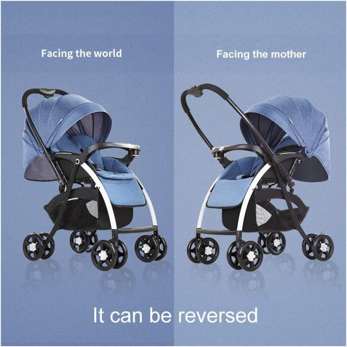 High-View Baby Stroller Reversible Adjustable Shock-Absorbing Foldable Infant Carriage