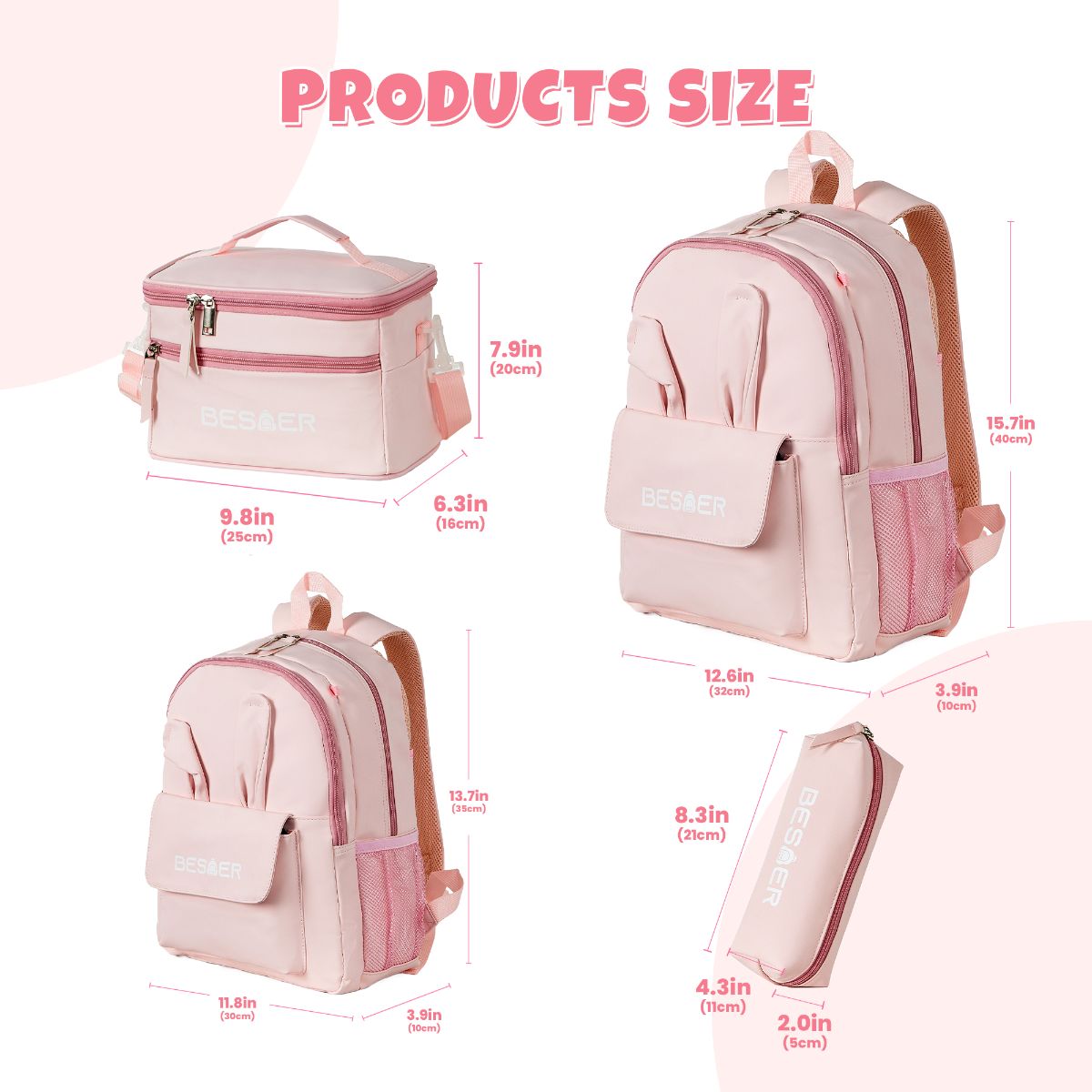 4PCS School Backpack with Lunch Bag and Pencil Case