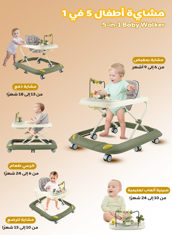 Sit-to-Stand Foldable Baby Walker with Activity Play Tray
