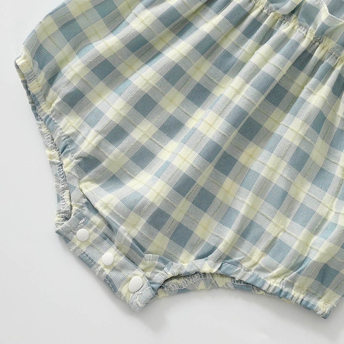 Plaid short-sleeved romper