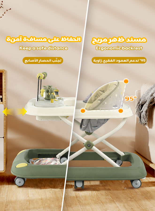 Sit-to-Stand Foldable Baby Walker with Activity Play Tray