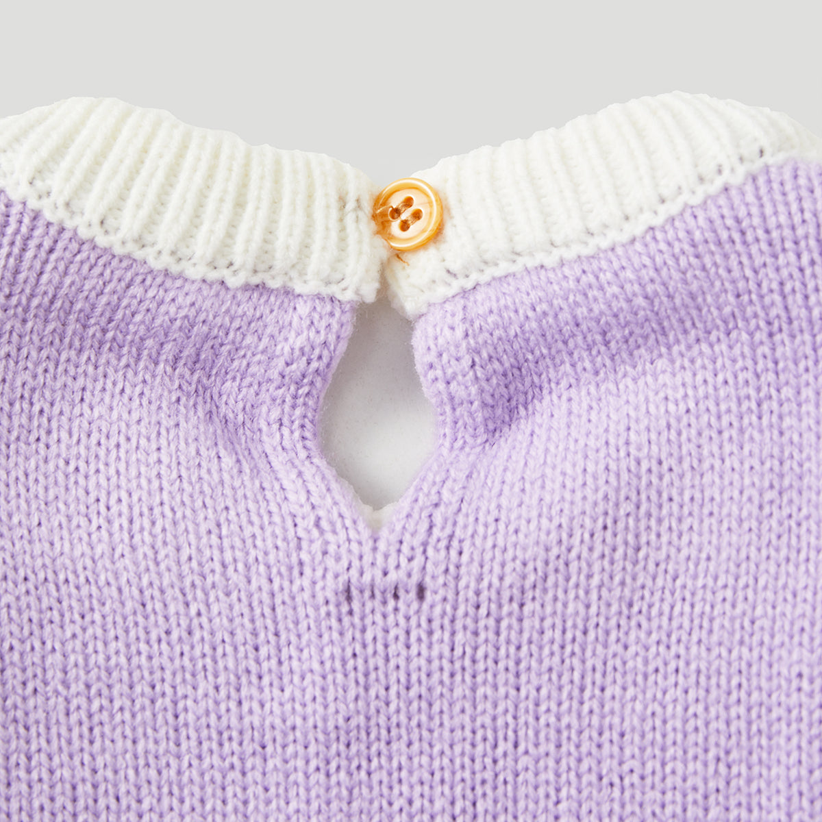 Sweet Butterfly Knitted Baby Girl Romper - Long Sleeve Ruffle Jumpsuit, Purple