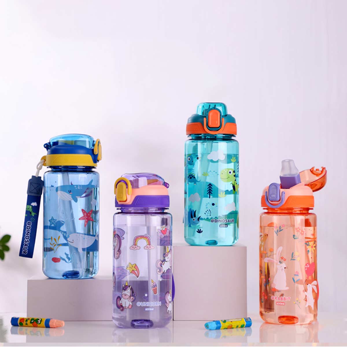 Cartoon 600mL Kids Straw Cup
