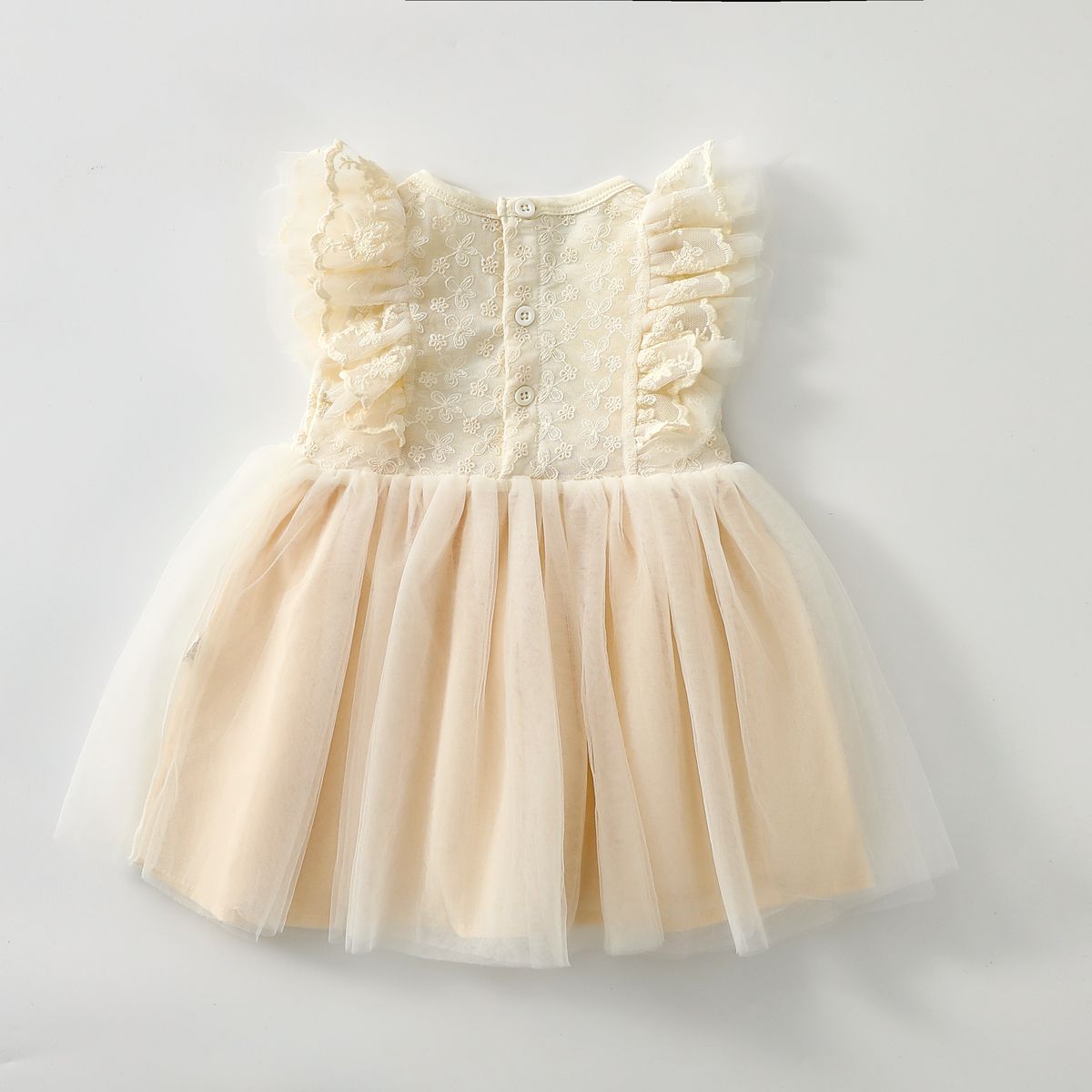 Flying sleeve lace mesh skirt