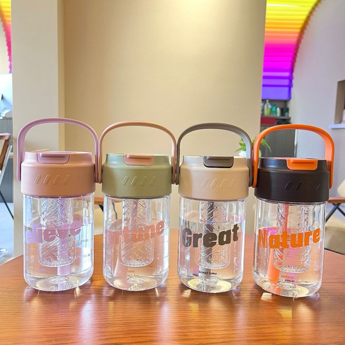 Flower Tea Straw Cup with Large Capacity