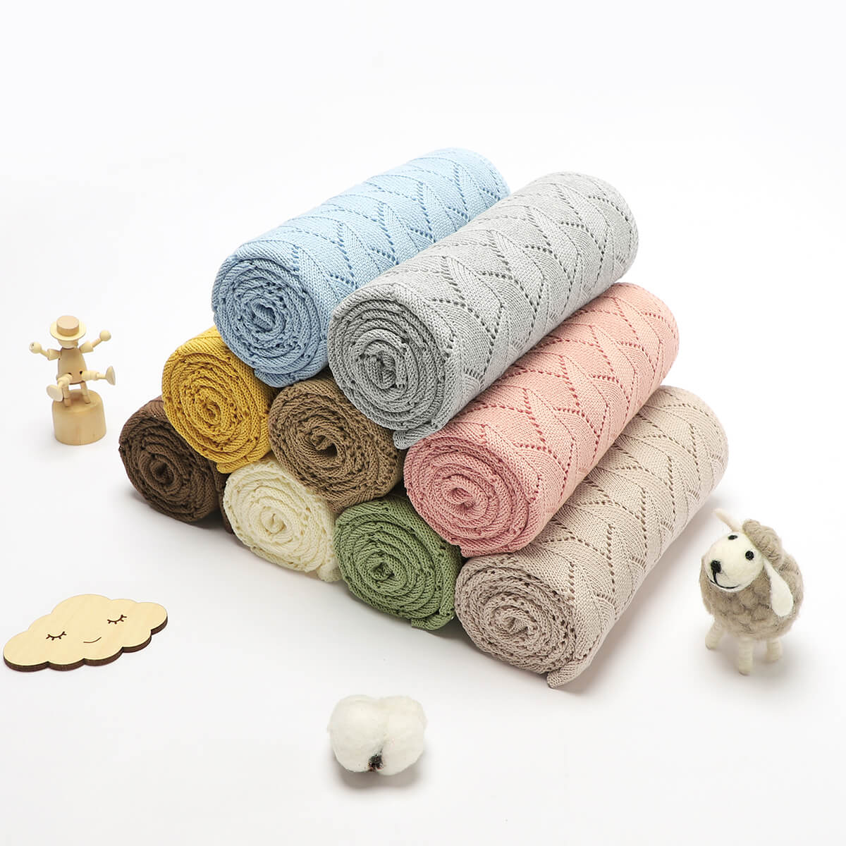 Baby solid color knitted cotton windproof blanket