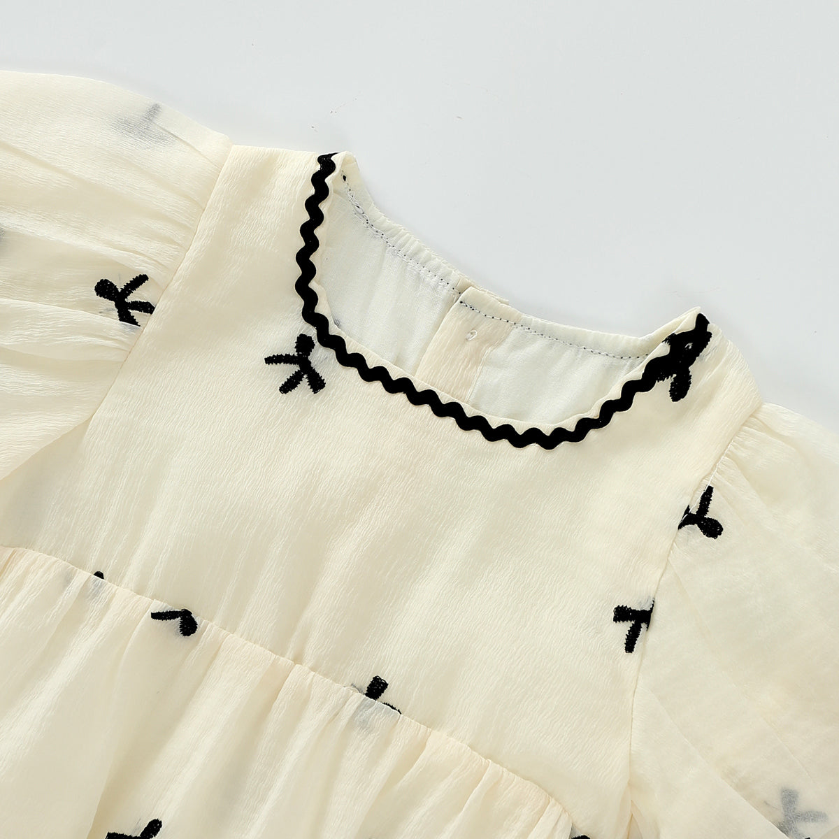 Embroidered Bow Romper