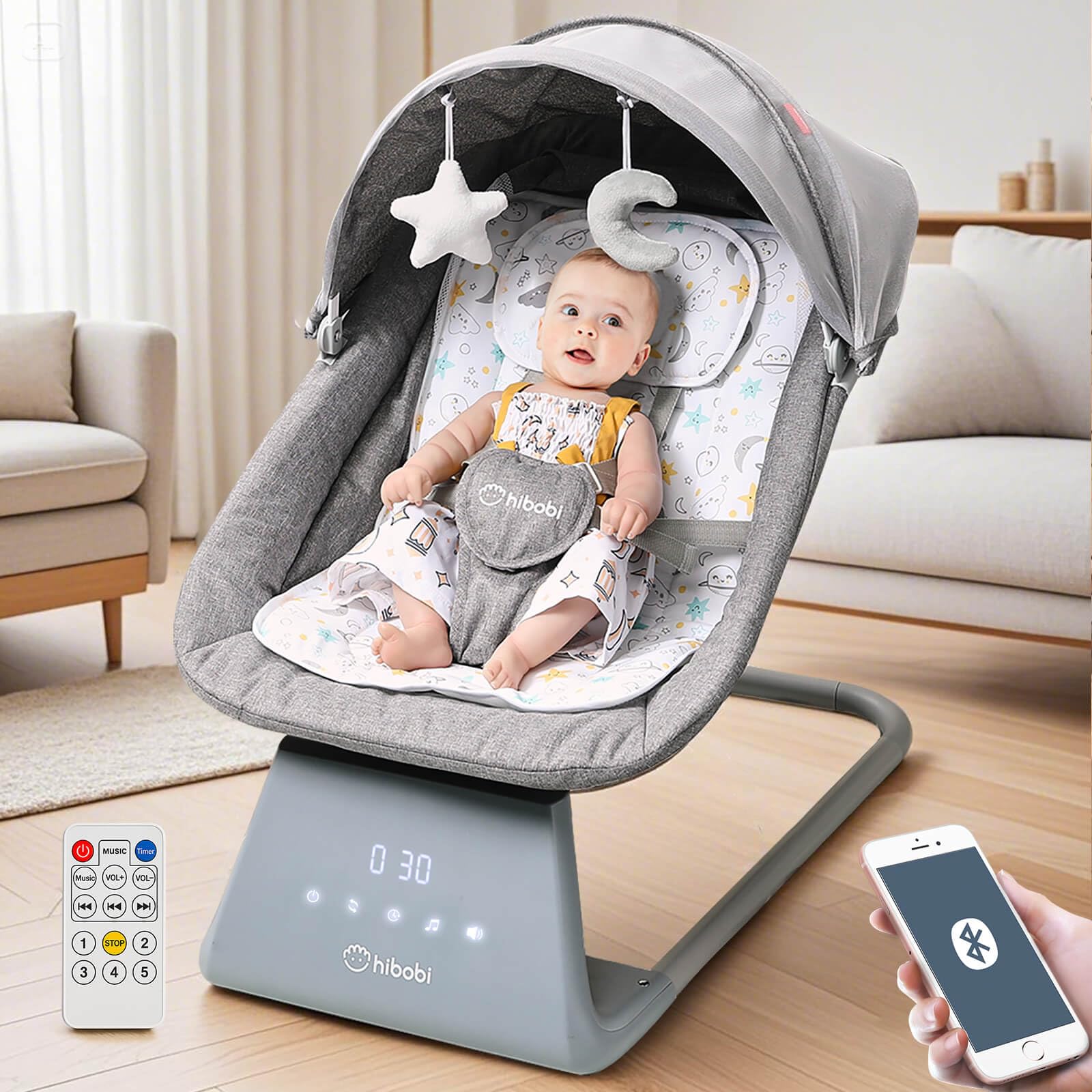 Electric Baby Rocker with Bluetooth and Remote