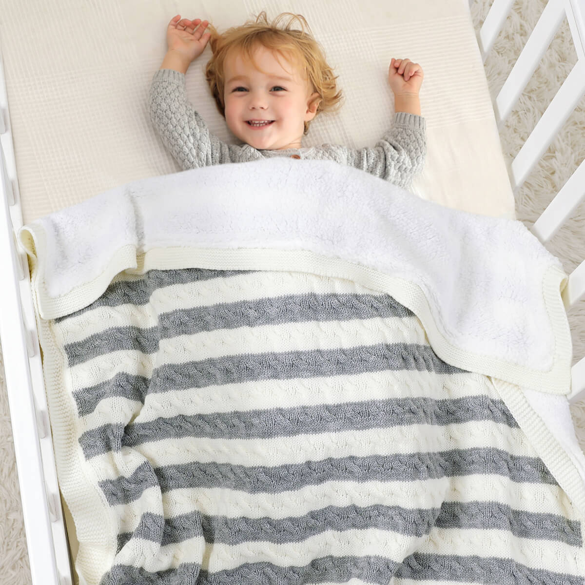 Baby striped velvet throw baby blanket