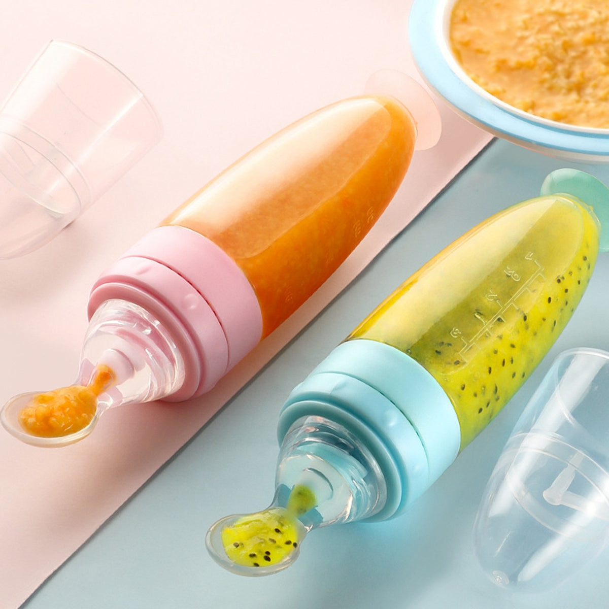 Baby Rice Paste Bottle with Squeeze Spoon