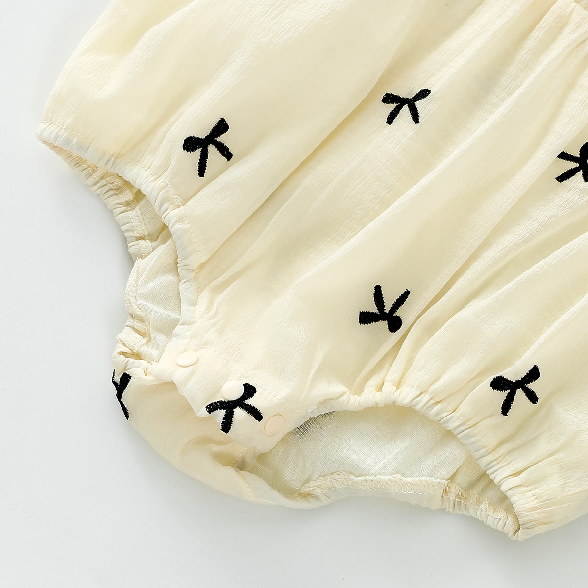 Embroidered Bow Romper