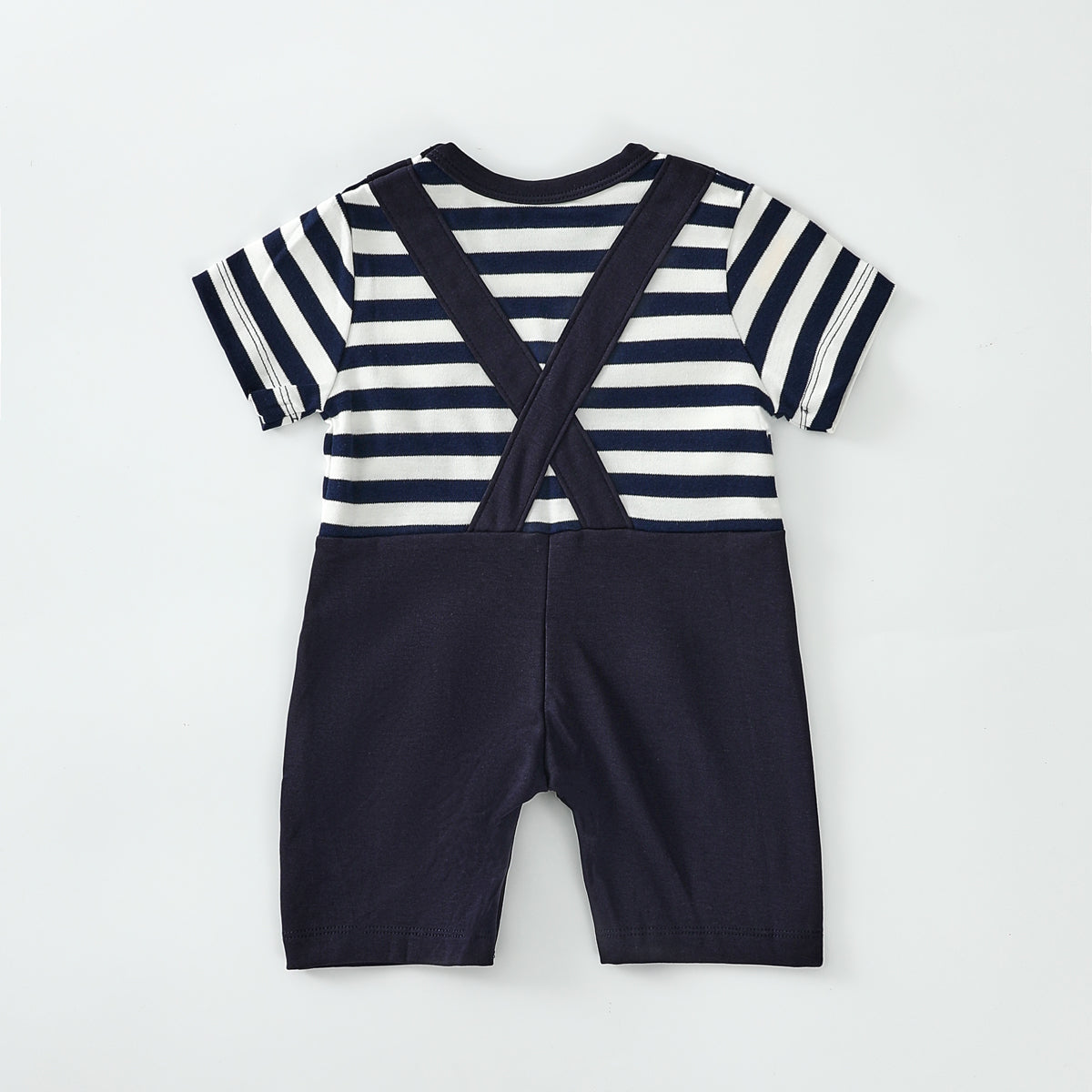 Striped short-sleeved romper