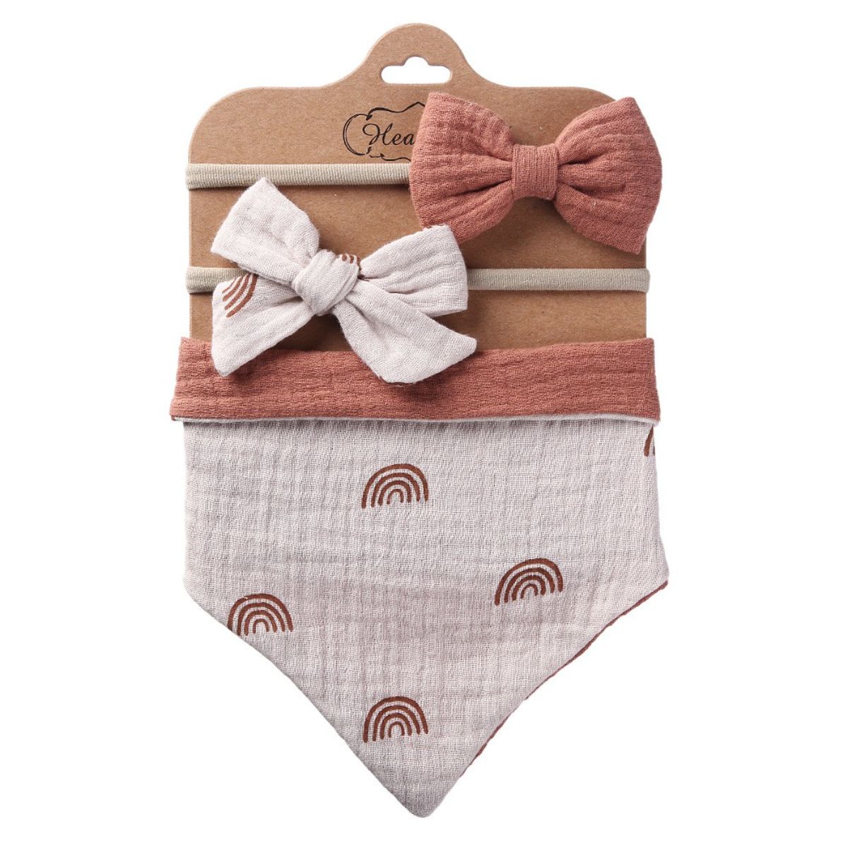 Linen Cotton Baby Bib & Headband Set