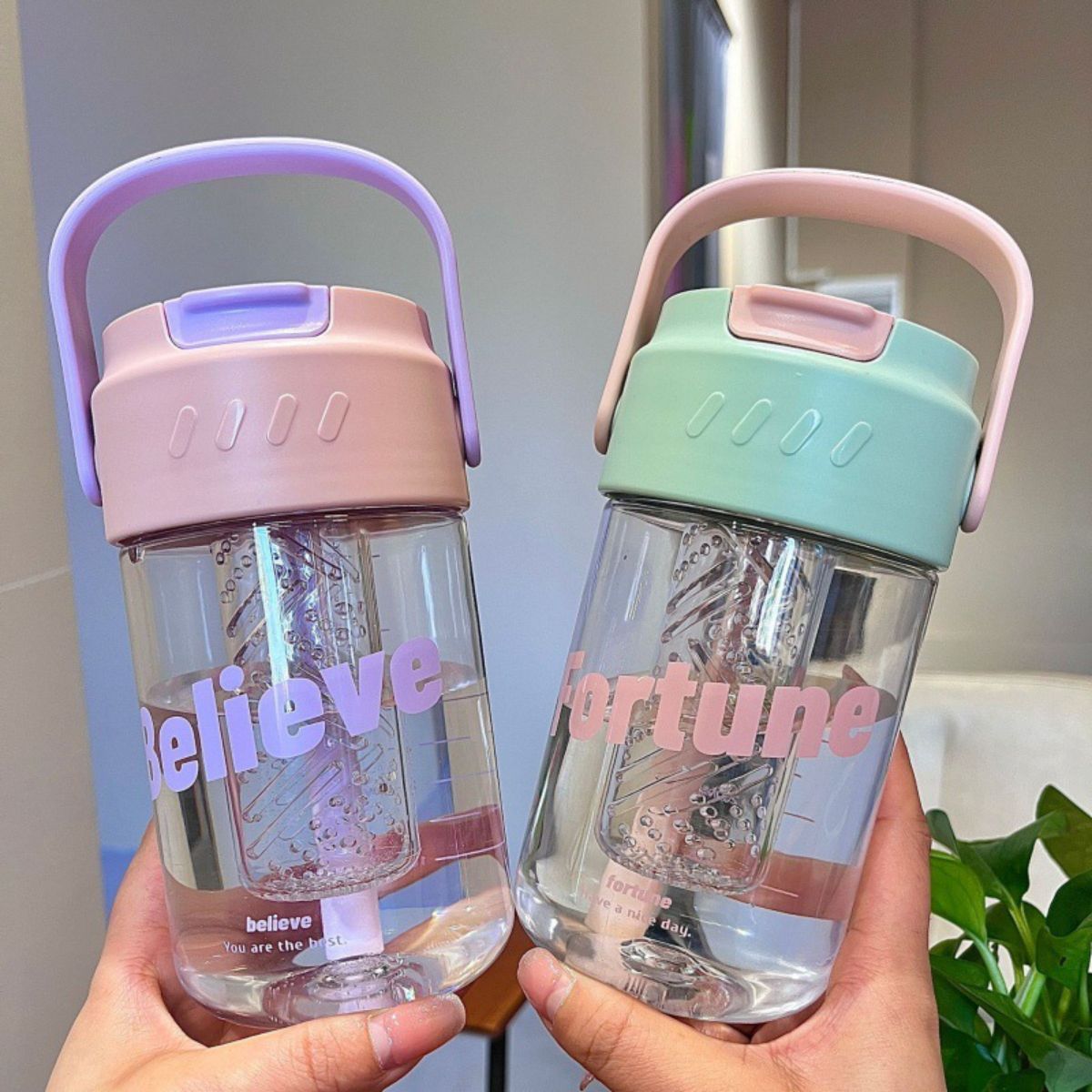 Flower Tea Straw Cup with Large Capacity