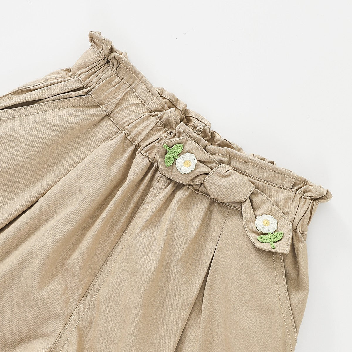 Embroidered Belted Casual Shorts