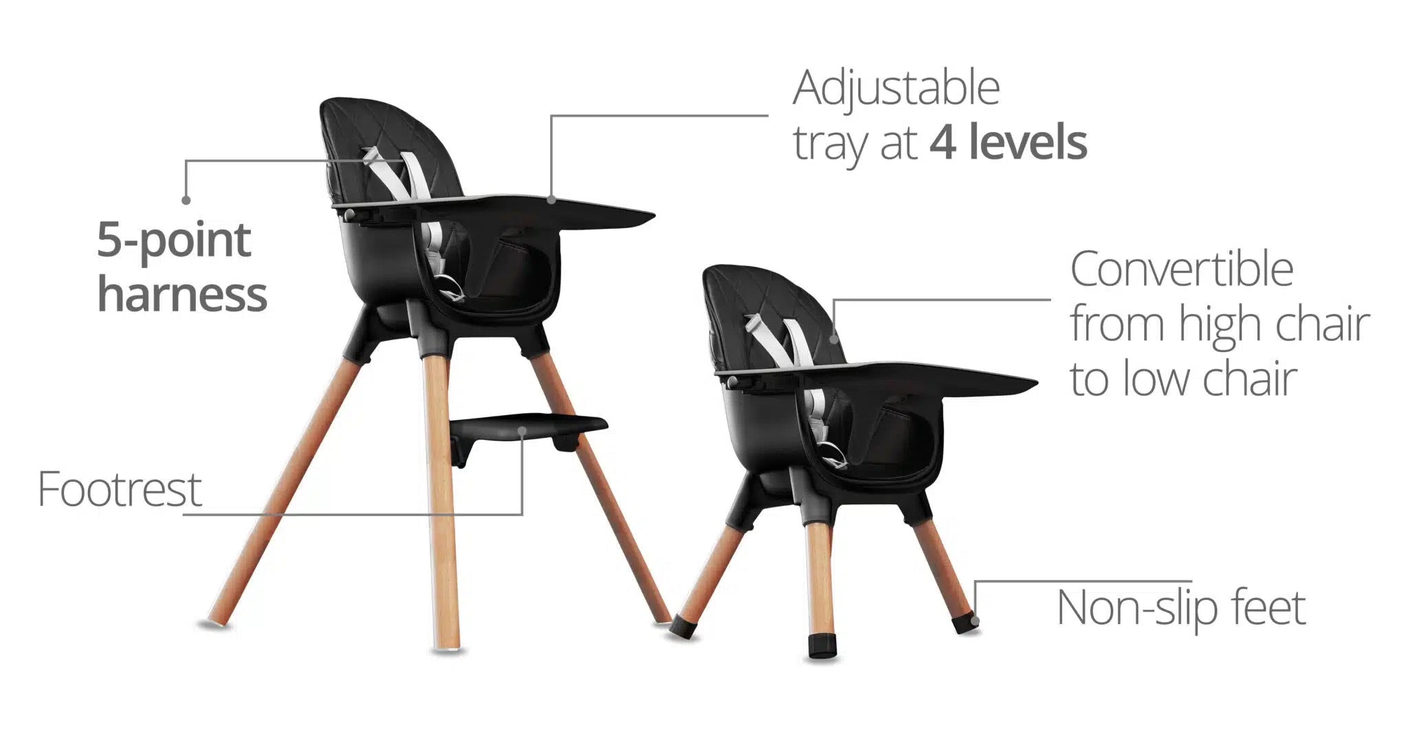 High Chair 2-in-1 - Black