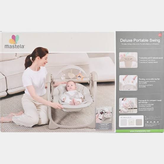 مرجيحة أطفال كهربائية مهدئة مع الموسيقى والألعاب - بيج