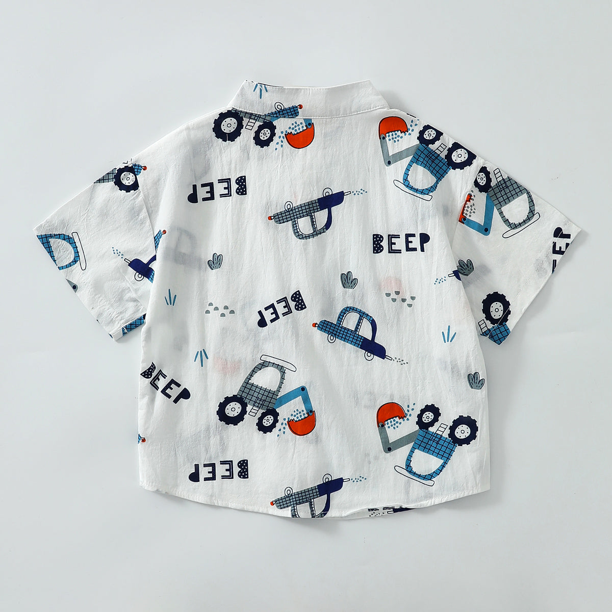 قميص للأولاد بأكمام قصيرة وياقة واقفة