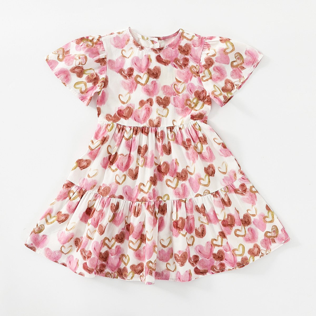 Heart Embroidered Short Sleeve Dress