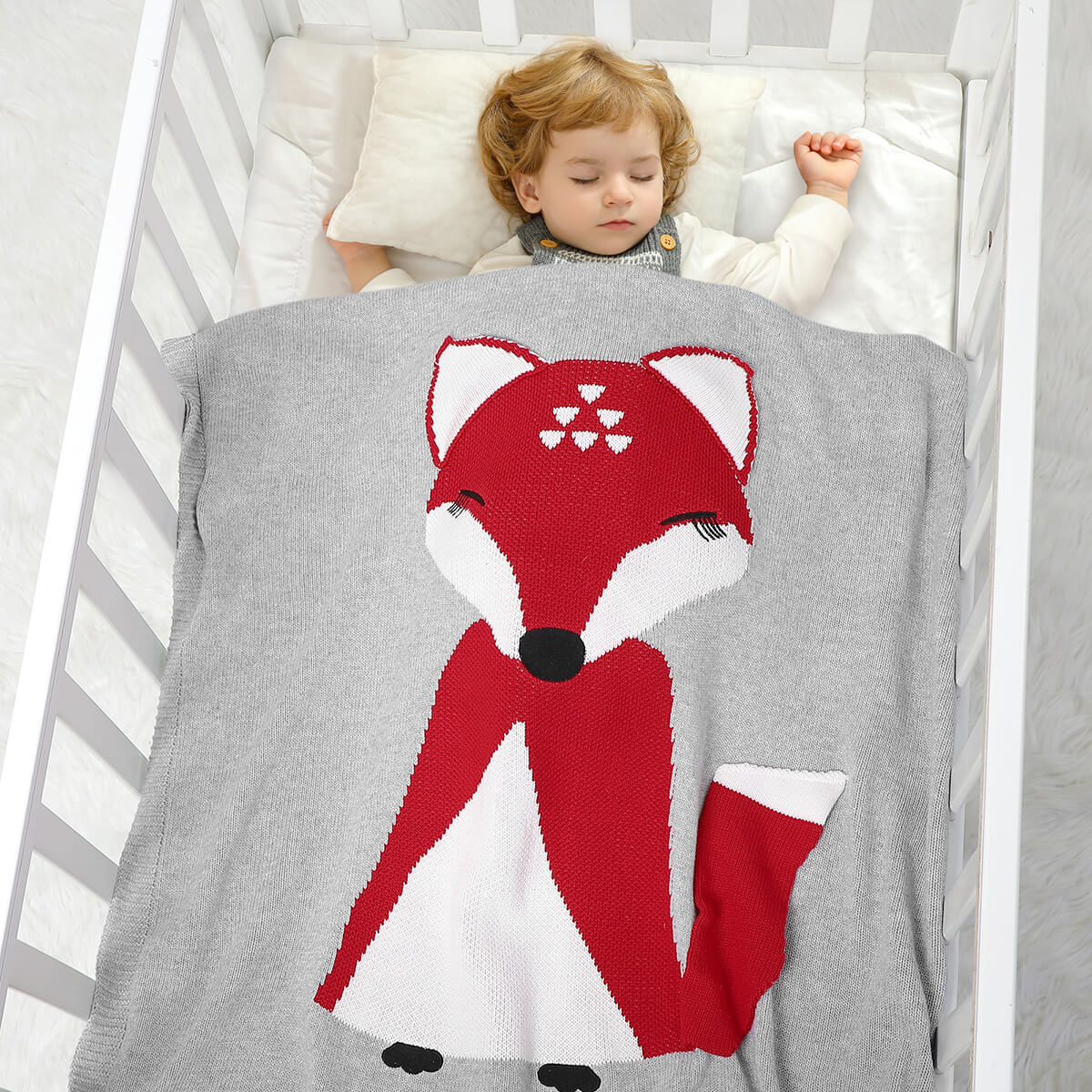 Baby Knitted 3D Fox Blanket