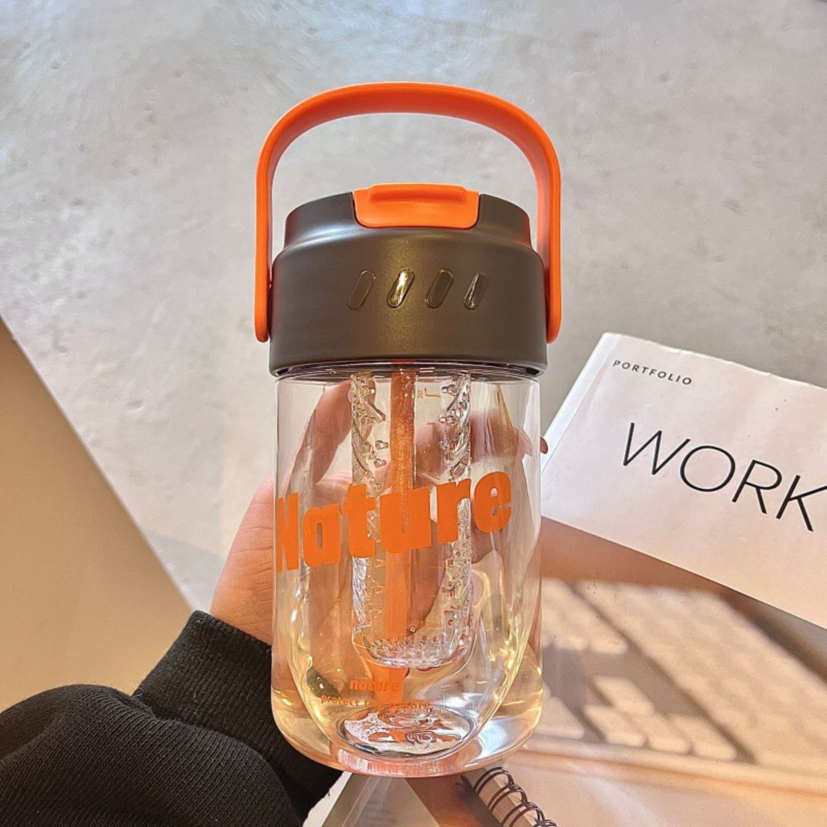 Flower Tea Straw Cup with Large Capacity