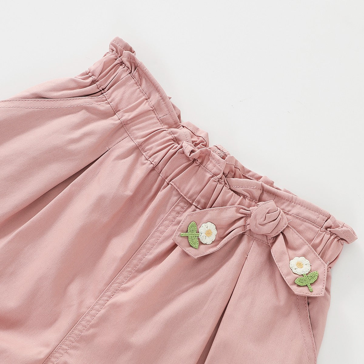 Embroidered Belted Casual Shorts