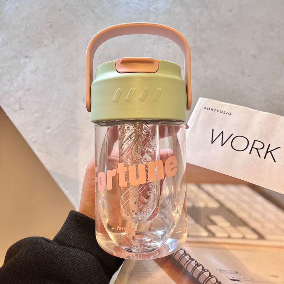 Flower Tea Straw Cup with Large Capacity