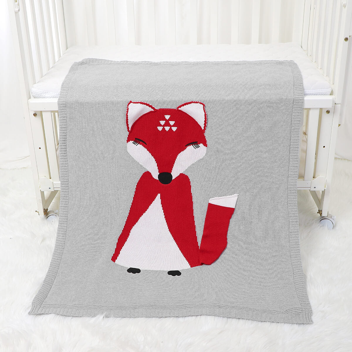 Baby Knitted 3D Fox Blanket