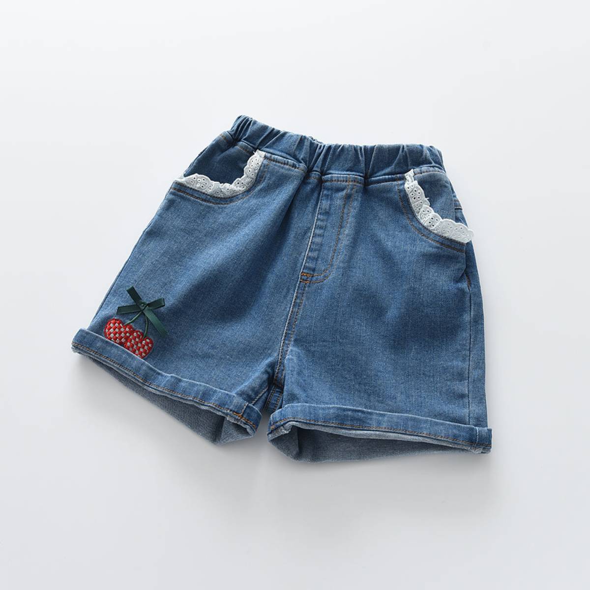 Cherry Bow Denim Shorts