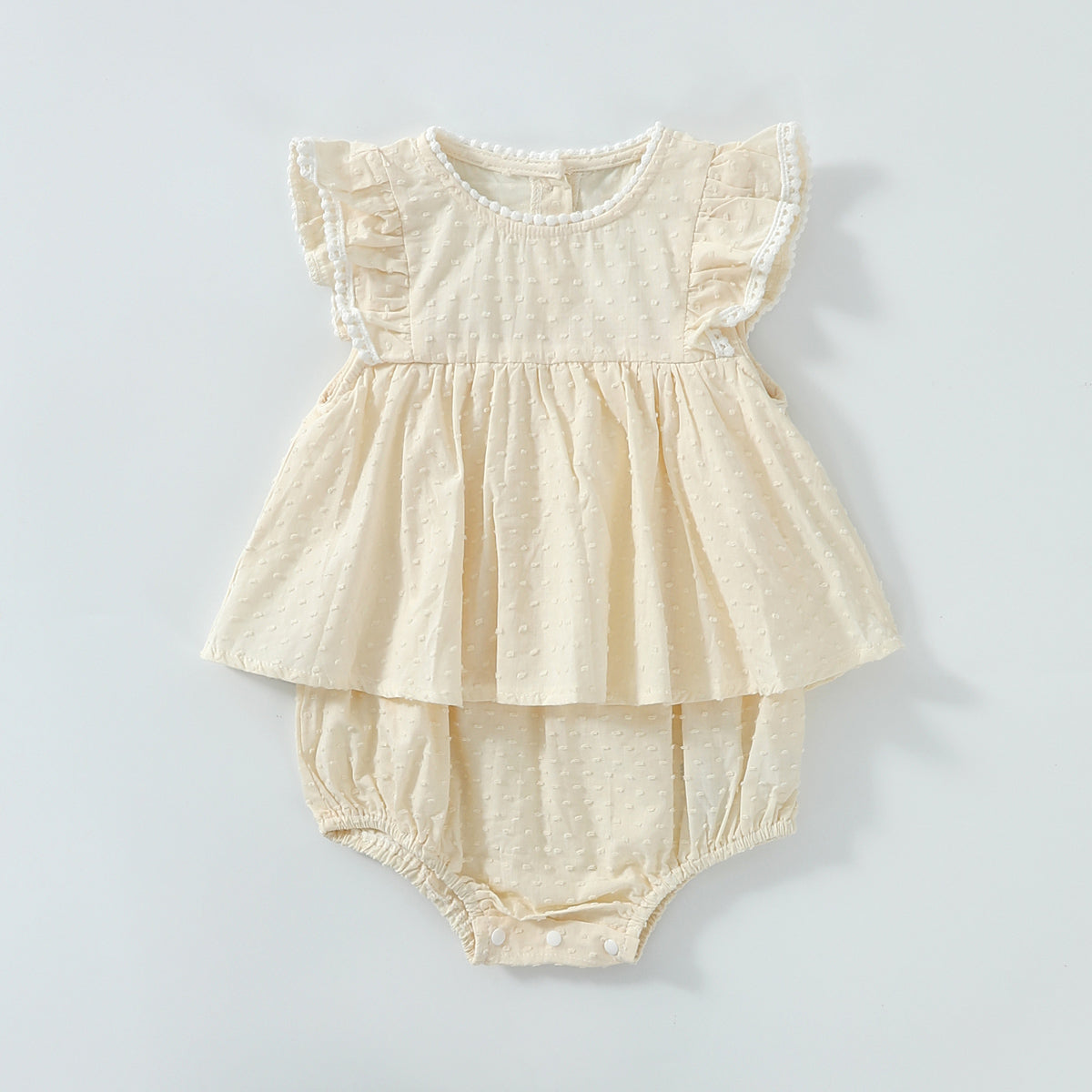 Solid Color Patchwork Romper