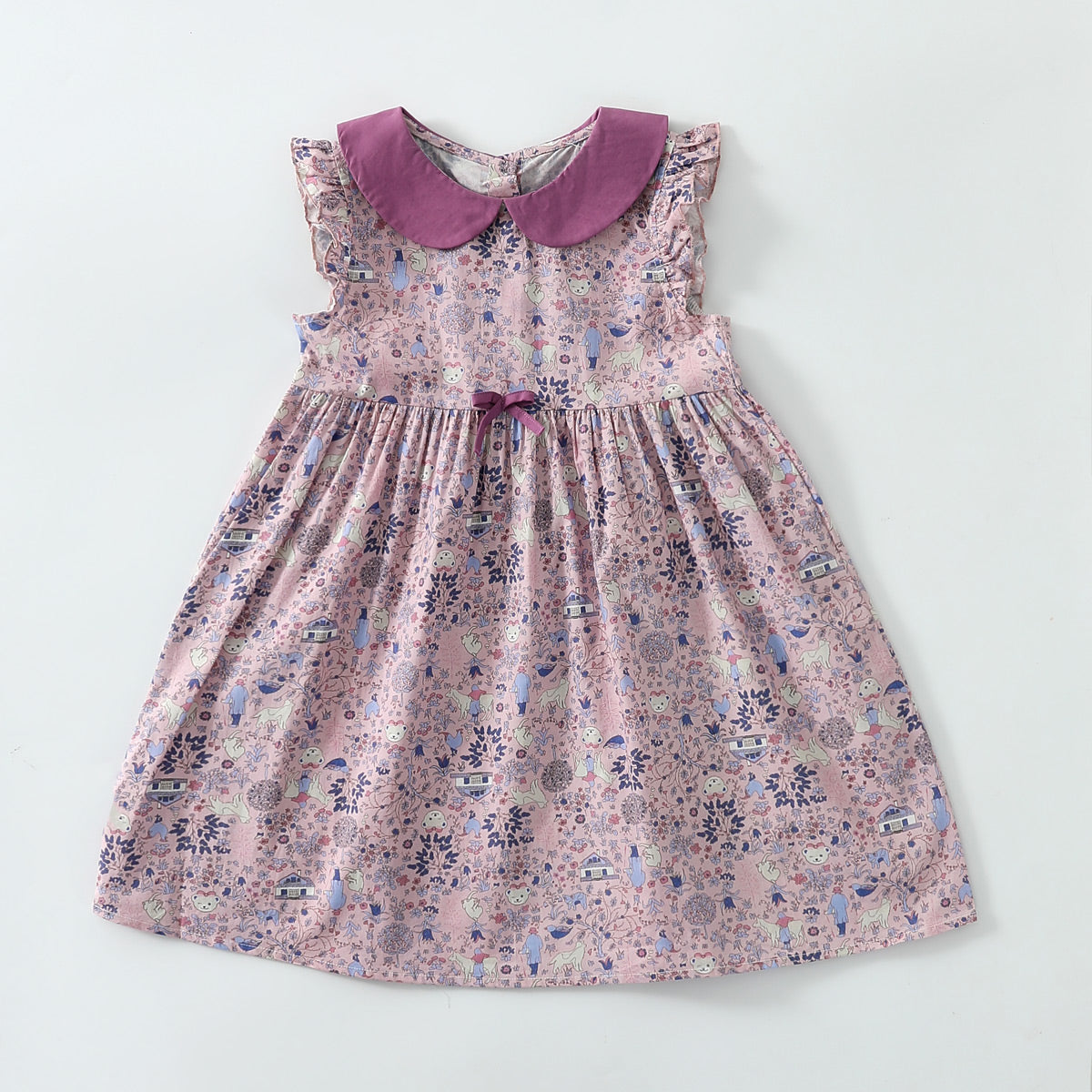 Pastoral style small flying sleeve vest dress