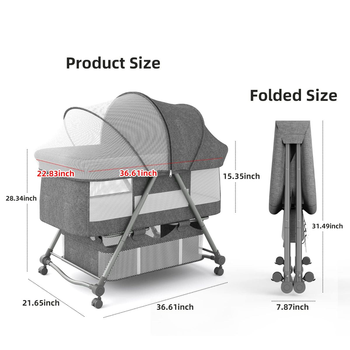 Foldable Adjustable Splicing Baby Cradle Bed