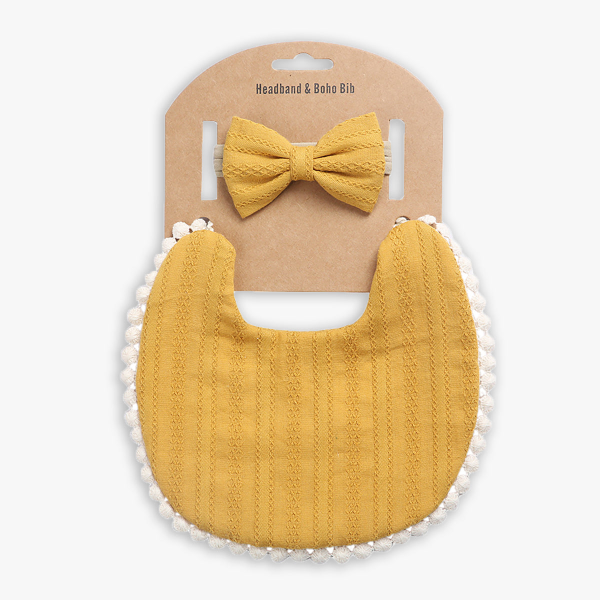 Linen Cotton Baby Bib & Headband Set