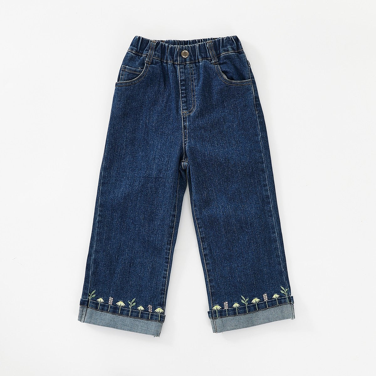Embroidered Loose-Fit Denim Pants